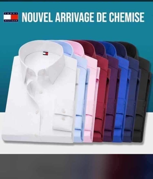 Lot De 6 Chemises Hommes - Manches Longues - Bleu/Blanc/Noir/Rouge Bordeaux