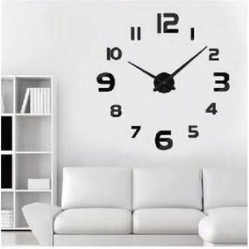 Horloge Moderne 3D Grand format (Beau Décor Pour Maison, Bureau Etc...) - Noir